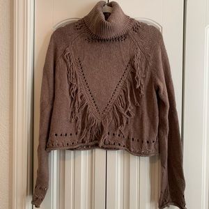Showmeyourmumu brown cropped turtleneck sweater